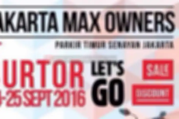 Jakarta MAX Owner (JMO) akan meramaikan booth komunitas di Bursa Motor (BurTor) 2016. BurTor 2016 ini, akan digelar di Plaza Timur, Gelora Bung Karno, Jakarta Pusat (24/9-25/9).  Jakarta MAX Owners mengadakan kuiz Instagram