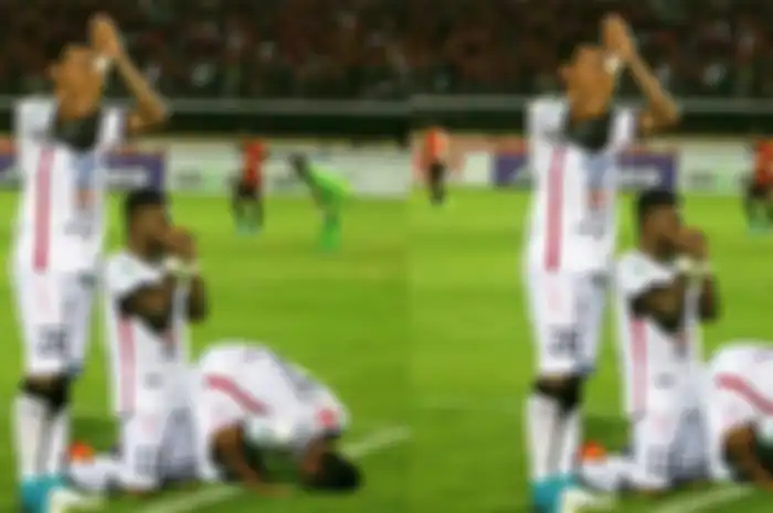 Selebrasi tiga pemain Bali United 