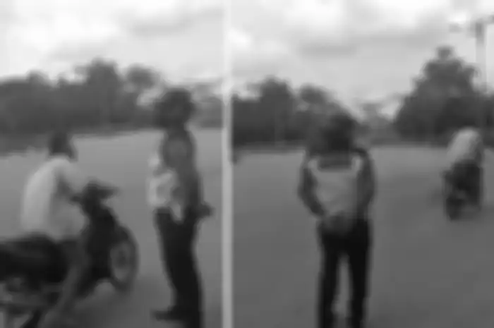 Pengendara motor pura-pura kesurupan supaya nggak ditilang petugas.
