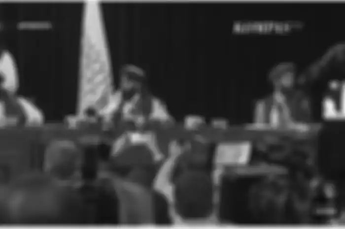 Taliban menggelar konferensi pers pertama setelah berhasil menguasai Afghanistan pada 17 Agustus 2021.