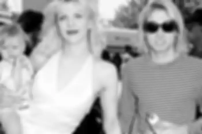 Courtney Love, Frances Bean Cobain, Kurt Cobain of Nirvana (Photo by Jeff Kravitz/FilmMagic, Inc)