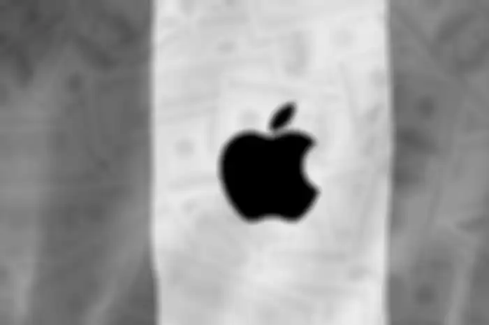 Ilustrasi bendera Prancis dan logo Apple