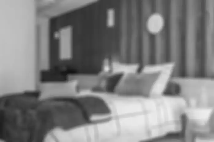 Ilustrasi kamar tidur dengan kayu gelap