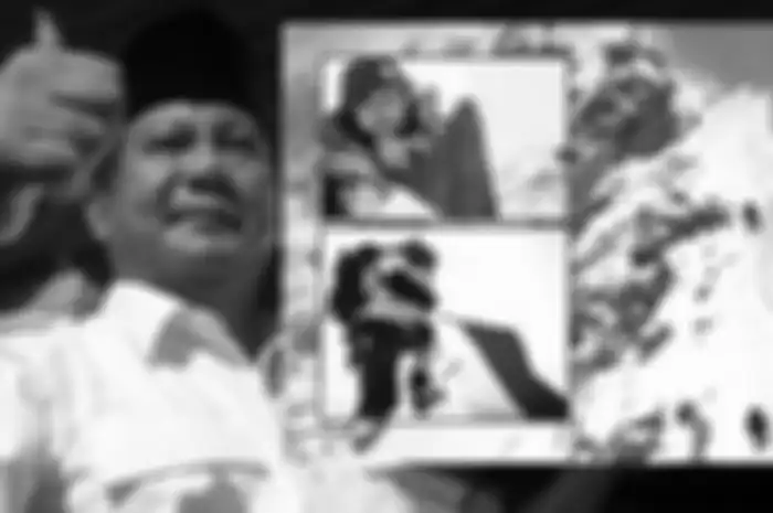 Prabowo (kiri) dan foto kenangan Asmujiono saat berhasil taklukkan puncak Everest.