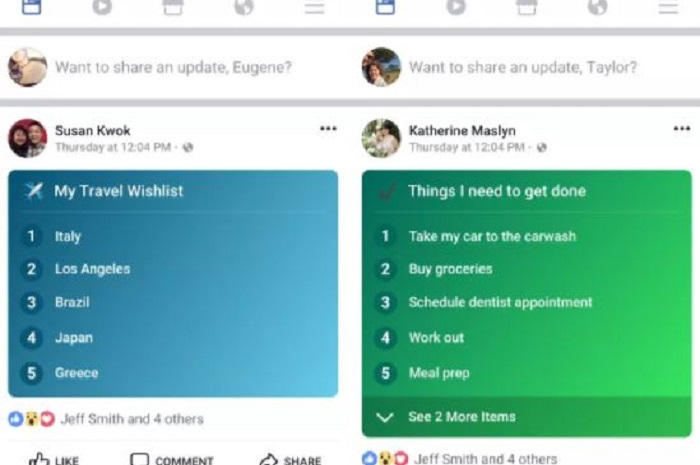 Fitur List Facebook