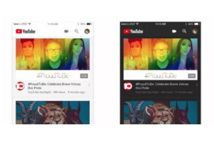 Dark mode YouTube untuk iOS