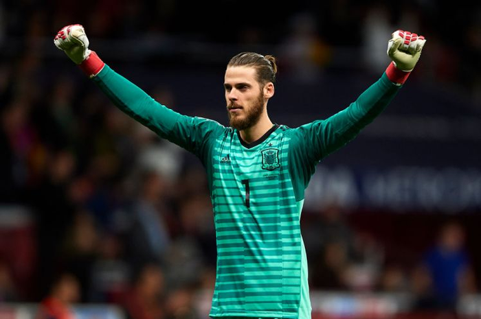 MADRID, SPAIN - MARCH 27:  David De Gea of Spain celebrates his sides first goal during the internat