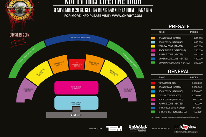 Harga Tiket Guns N' Roses Jakarta