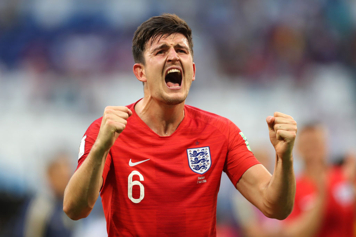 SAMARA, RUSSIA - JULY 07:  Harry Maguire of England celebrates following his sides victory in the 20