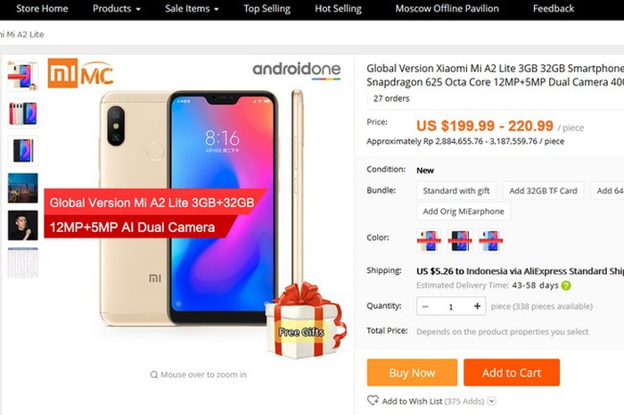 Xiaomi Mi A2 Lite di Aliexpress
