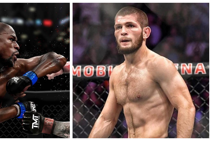Floyd Mayweather (kiri) dan Khabib Nurmagomedov (kanan)