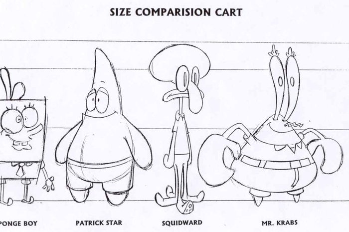 Sketsa awal karakter kartun SpongeBob SquarePants