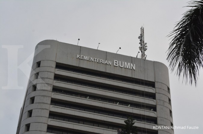 Kantor Kementerian Badan Usaha Milik Negara (BUMN) di Merdeka selatan Jakarta pusat.
