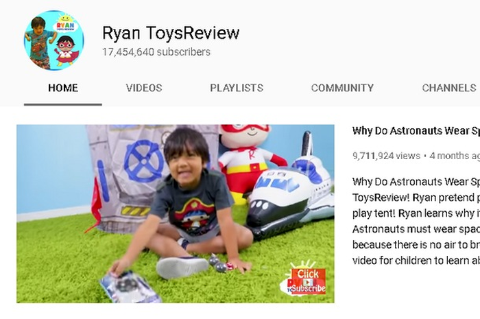 Kanal Ryan Toys Review di YouTube