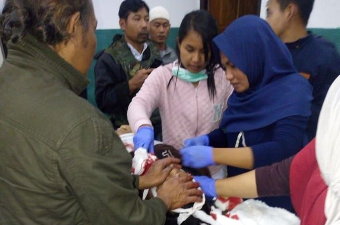 Kondisi korban Sugeng Efendi saat dibawa ke RSUD Mulia.