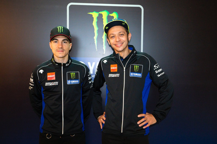 Valentino Rossi dan Maverick Vinales saat launching tim Monster Energy Yamaha MotoGP di hotel Four Season Jakarta, (4/2/2019)