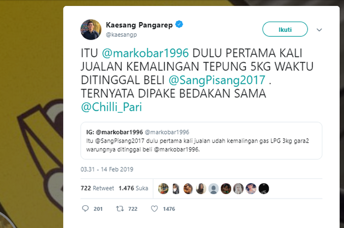 Aksi sindir Gibran dan Kaesang di Twitter.