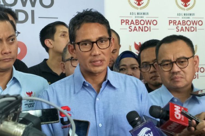 Calon wakil presiden nomor urut 02 Sandiaga Uno di media center pasangan Prabowo-Sandiaga, Jalan Sriwijaya, Jakarta Selatan, Rabu (27/2/2019).