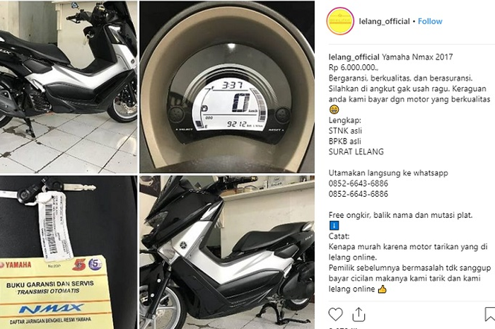 Lelang motor-motor bekas tahun muda, harganya super murah.