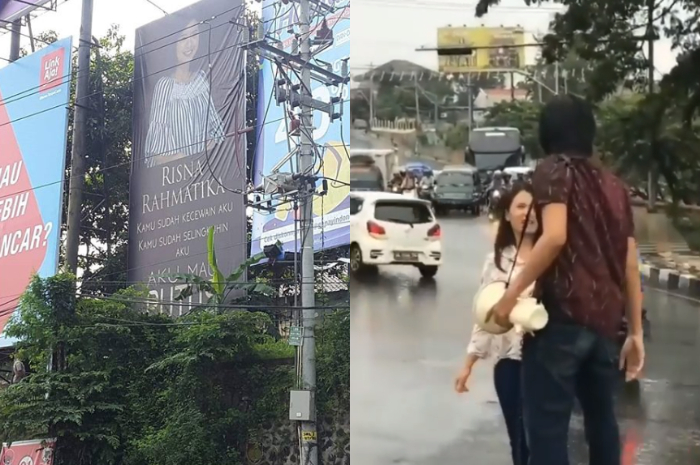 Pacar selingkuh, wajahnya di pajang di baliho.