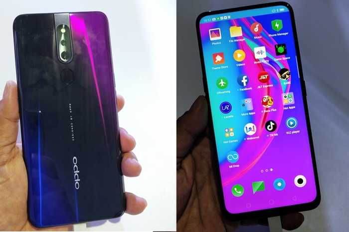 Sisi belakang dan depan OPPO F11 Pro