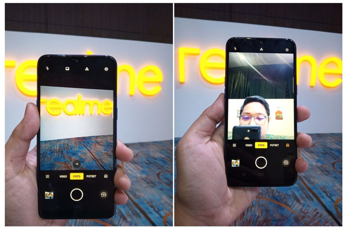 Tampak pada gambar, antarmuka aplikasi kamera dilengkapi fitur mode portrait dan perekaman video, serupa dengan aplikasi kamera di ponsel pada umumnya. Hasil foto yang dihasilkan juga cukup jernih, jika dilihat dari frame kamera.