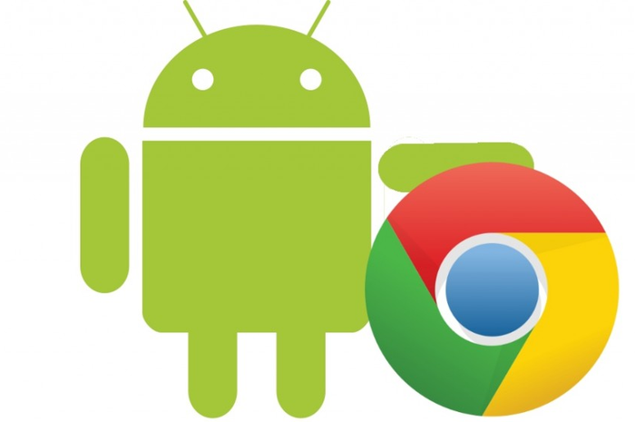Ilustrasi logo Google Chrome dan Android