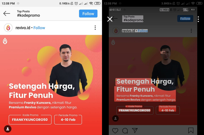 Menyalin kode promo
