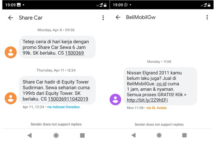 contoh SMS Masking resmi