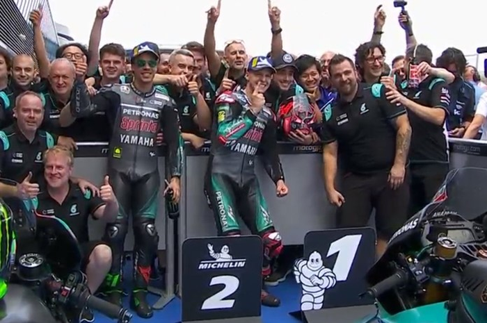Fabio Quartararo dan Franco Morbidelli  saat raih posisi tercepat di MotoGP Spanyol 2019