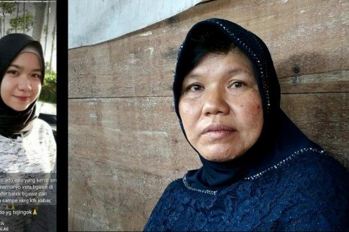 Suhartini (50) ibu kandung almarhumah Vera Oktaria saat ditemui di rumah duka yang berada di jalan tangga Takat Lorong Indah Karya Plaju kota Palembang, Sabtu (11/5/2019).