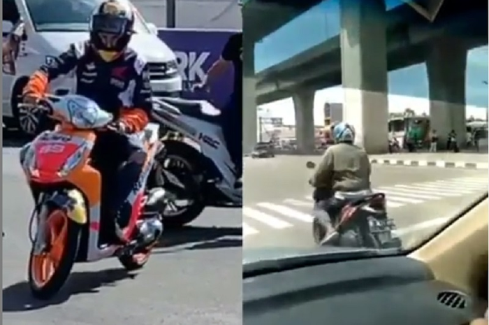 Jorge Lorenzo adu skill dengan bapak-bapak di lampu merah