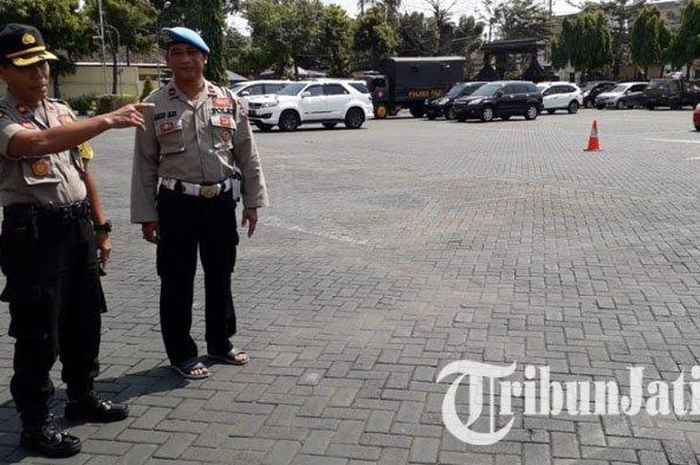 Suasana lahan di Polres Pasuruan yang akan dijadikan untuk penitipan R2 dan R4 selama mudik.