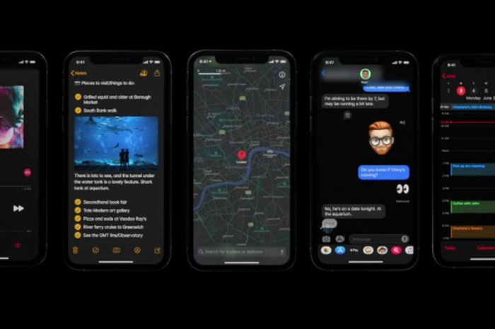Dark mode pada iPhone.
