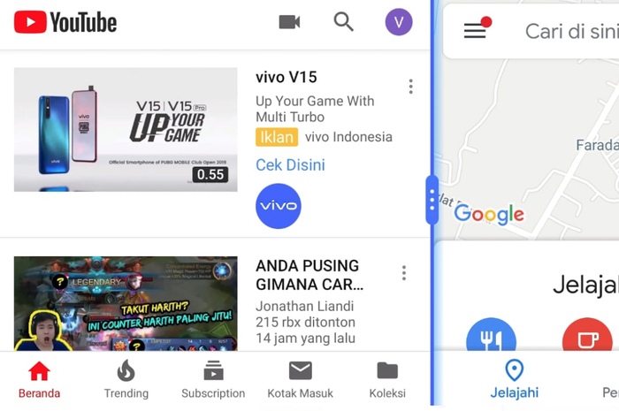 Contoh Split Screen Vivo V15