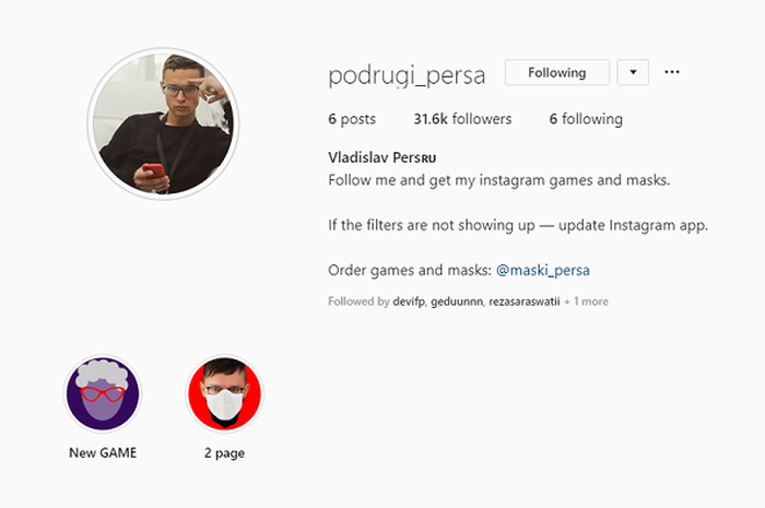 Pembuat game filter lop-lop di Instagram Stories