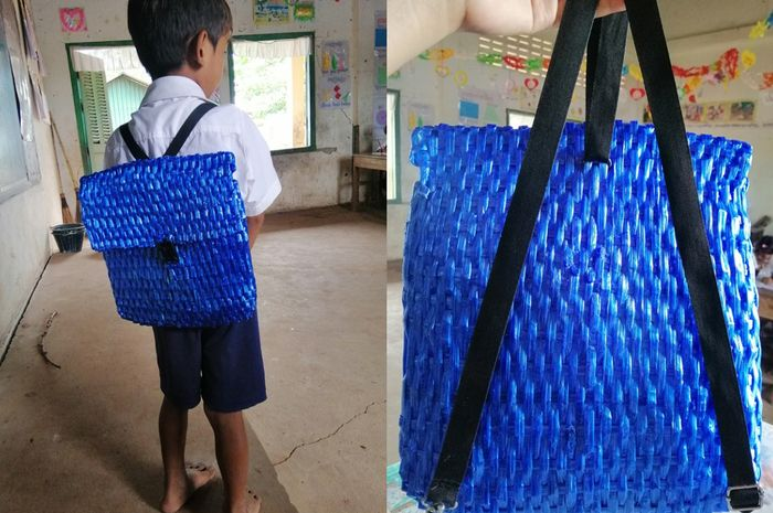 Tak Mampu Belikan Tas Baru, Seorang Ayah Merajut Tas Sekolah Anaknya dari Tali Rafia