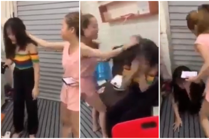 wanita pemilik salon melabrak karyawannya yang berselingkuh dengan suaminya