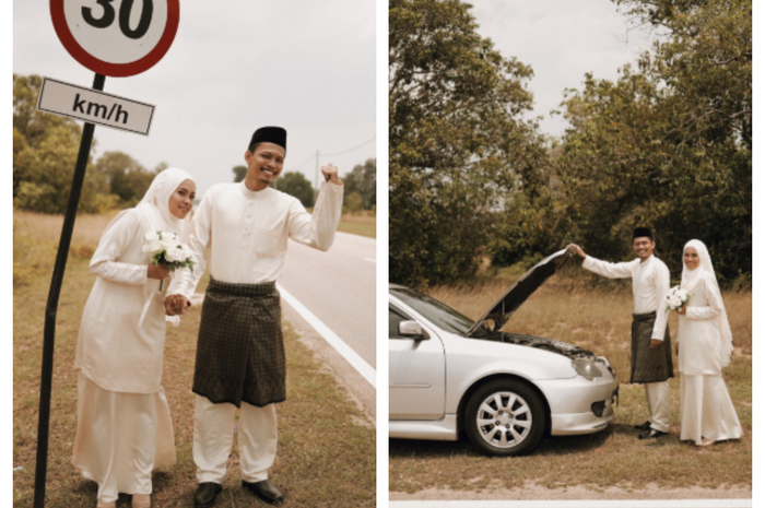 Viral Foto Pasangan Pengantin di Pinggir Jalan, Rupanya Ada Cerita Lucu Dibaliknya! 