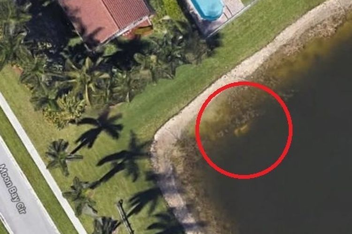 Gambar Google Maps yang memperlihatkan mobil milik Moldt yang tenggelam