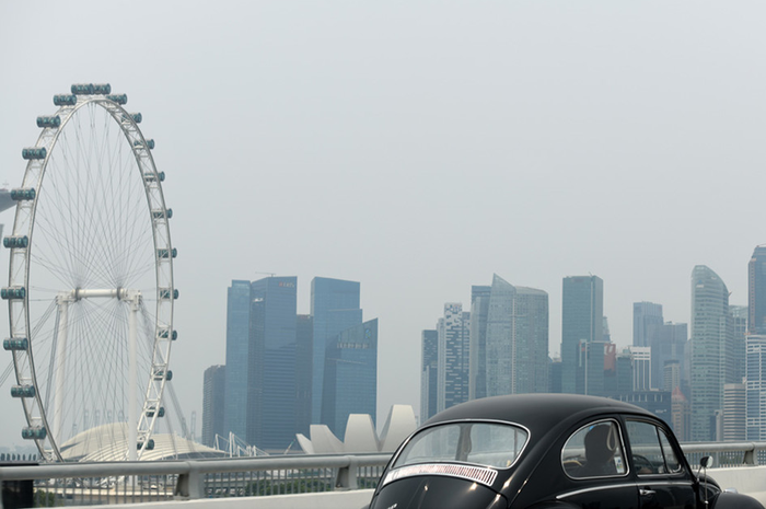 Kondisi wilayah di Singapura yang diselimuti kabut asap, Minggu (15/9/2019). Kabut asap dari kebakaran hutan dan lahan di Indonesia berimbas hingga ke Singapura dan membuat kualitas udara negara tersebut mencapai tingkat yang tidak sehat untuk pertama kalinya dalam tiga tahun terakhir.