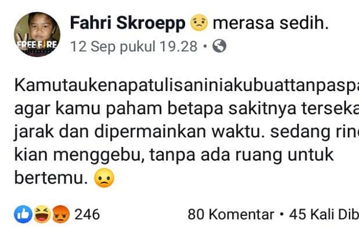 Postingan romantis ala Fahri Skroepp