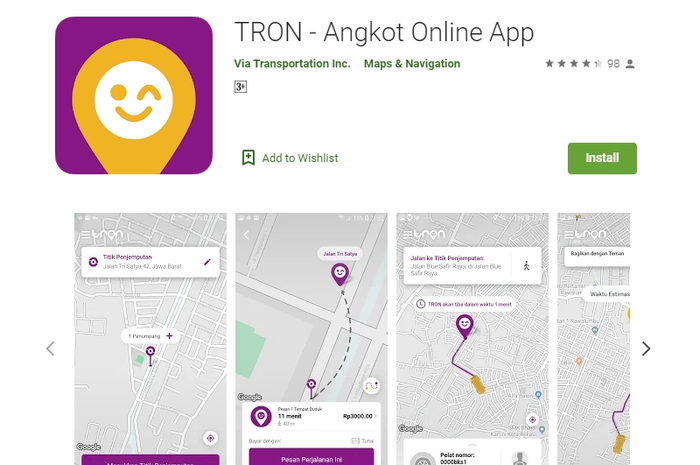 Aplikasi angkot online TRON
