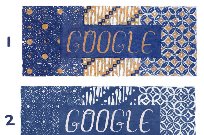 Kiri dan kanan adalah motif batik kawung. Bagian tengah adalah motif batik parang