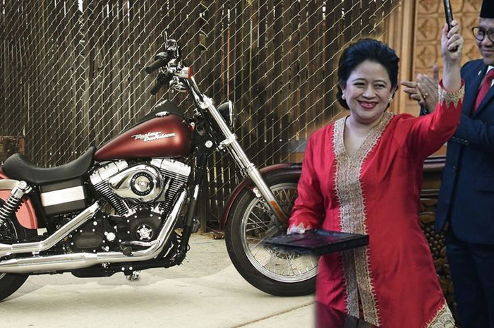 Ilustrasi Puan Maharani dan Harley-Davidson Street Bob yang masuk keluarga Dyna