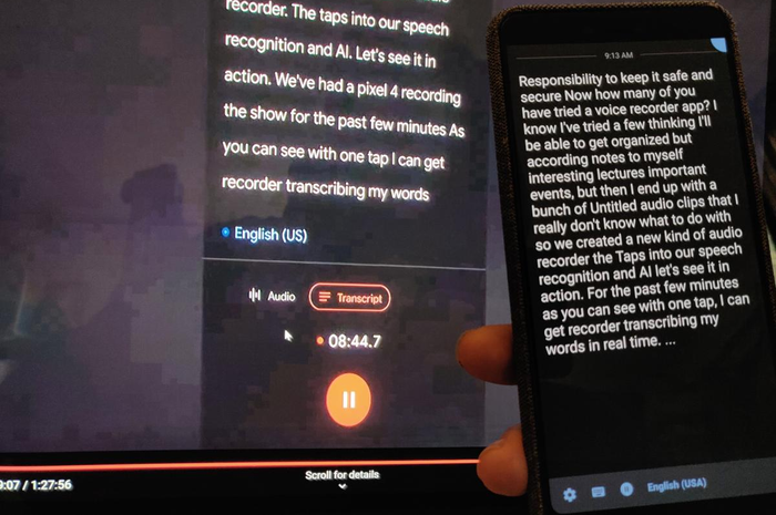 Merekam dan transkrip teks dalam waktu bersamaan
