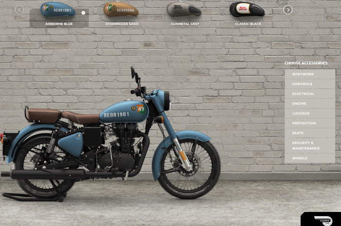 Screenshot fitur online Royal Enfield Motorcycle Configurator