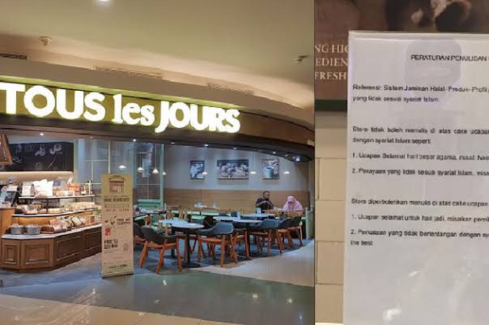 Toko roti Tous Les Jours tidak menerima penulisan pada kue dengan kata-kata yang tidak sesuai dengan syariat Islam.