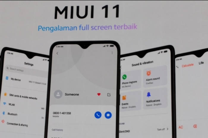 Tampilan MIUI 11 dengan tampilan full screen