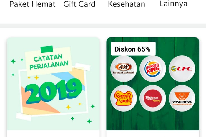 Tampilan aplikasi Grab dengan fitur 